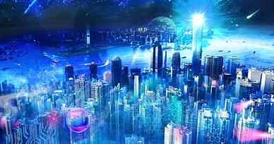 4K赛博朋克科技城市夜景AE视频特效模版视频的预览图